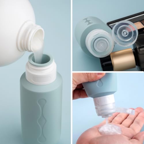 Image of Gemice Travel Bottles for Toiletries, Tsa Approved Travel 6oz Size Containers with Clear Bag, BPA Free Leak Proof Travel Tubs Refillable Liquid Travel Accessories for Cometic Shampoo Lotion