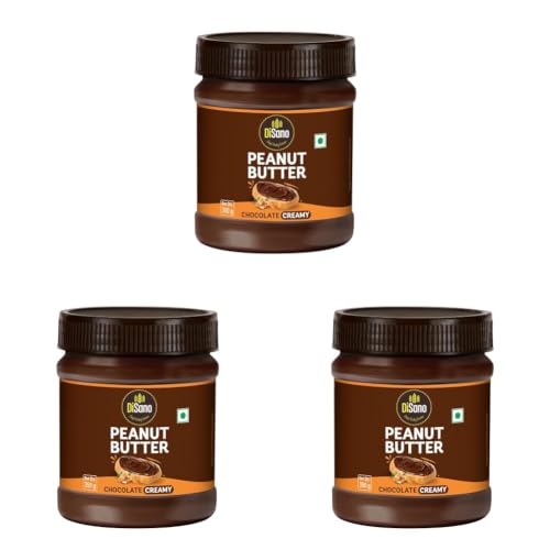 Image of DiSano Chocolate Peanut Butter Creamy, 350g, 23g Protein & 6.4g Dietary Fibre, Tasty & Healthy Chocolate Spread for Breakfast & Snacks, Made with Premium Roasted Peanuts, Zero Cholesterol & Trans Fat