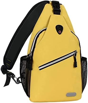 MOSISO Sling Backpack, Multipurpose Crossbody Shoulder Bag Travel Hiking Daypack, Yellow, Medium