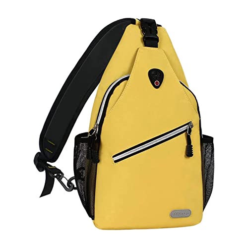Mosiso Sling Backpack, Multipurpose Crossbody Shoulder Bag Travel Hiking Daypack, Yellow, Medium #TOP3