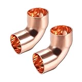 【VENTAJAS】- El cobre de 90 grados tiene una pared de cobre de 1 mm de grosor, resistencia a la corrosión, resistencia a altas temperaturas y alta presión, disipación de calor rápida, las conexiones de soldadura de cobre a cobre son fáciles