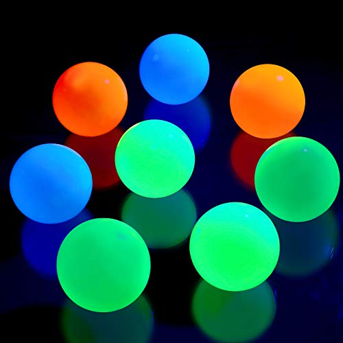 Skylety 8 Pieces Glow in The Dark Sticky Balls Elevated Glowing Stress Ceiling Lumi Balls Relax Cool ASMR Stuff for Ceiling Wall Adults(2.6 Inches,White, Blue, Orange, Green)