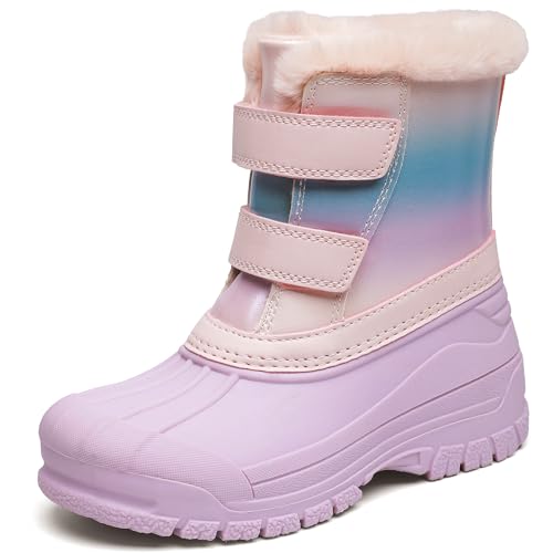 shoeslocker Girls Boys Waterproof Winter Snow Boots with Faux Fur Lining PurpleToddler size 5
