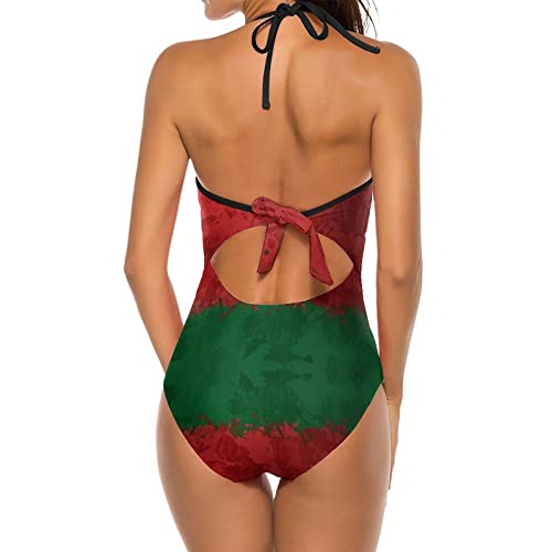 Maillot de bain une pièce col V pour dissimuler le ventre motif Biélorussie - 3