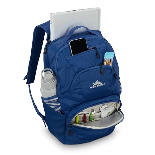 Image of High Sierra Swoop SG Backpack, Travel or Work Laptop Bookbag with Drop Protection Pocket, and Tablet Sleeve, One Size, Cosmic Blue