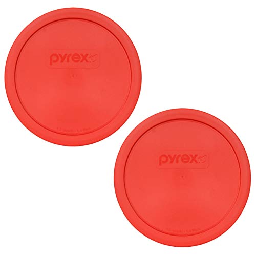 Pyrex 323-PC 1.5qt Red Round Plastic Mixing Bowl Lid - 2 Pack (Lid Only - Containers Not Included) Made in the USA