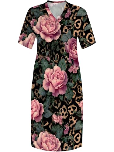 Image of PinkPatty Women's Oversize V Neck Short Sleeve Maxi Dress with Pockets
