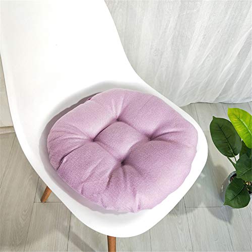 Morbuy Round Linen Cushion Chair Pad Quilted Seat Pad Plain Floor Tatami Thick Comfortable Padded Sofa Dining Chairs Cushions for Indoor Outdoor Garden Home DΓ©cor (40x40cm,Light Purple)