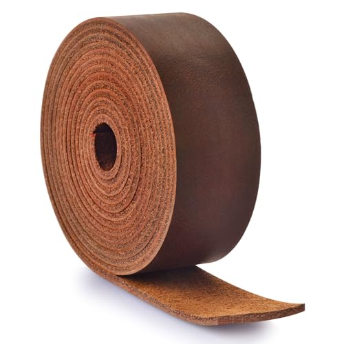 Leather Strap 1 Inches Wide Flat Leather Straps for Crafts, Full Grain Oil Tan Leather Strips for Crafts, Tooling, Belt, Garden Tools (2mm Thick 72 Inches Long Dark Brown)