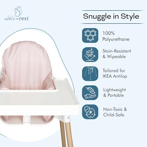 Image of Nibble and Rest Highchair Cushion Cover, Compatible with IKEA Antilop Highchair, Stain-Proof, and Wipeable (Cushion NOT Included) (Dusty Pink)