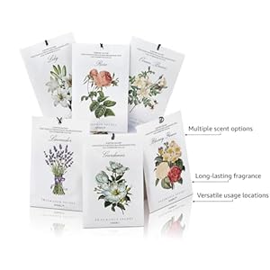 MYARO 12 Packs Scented Sachets for Drawer and Closet Long Lasting Sachets Bags Home Fragrance Sachet 6 Scents Option Lavender Rose Jasmine Ocean Gardenia Lily