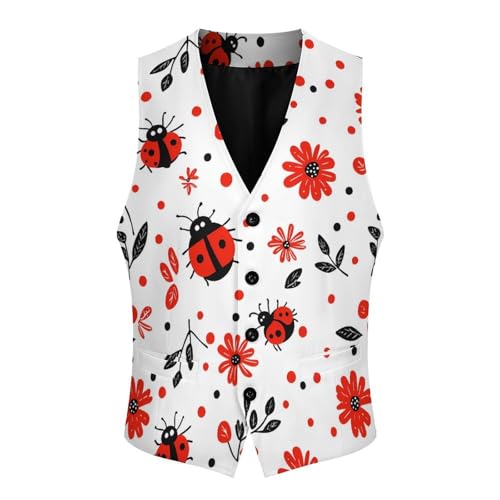 Ladybug Insect Men's Suit Vests Business Formal Dress Vest V-Neck Waistcoat for Wedding Casual4