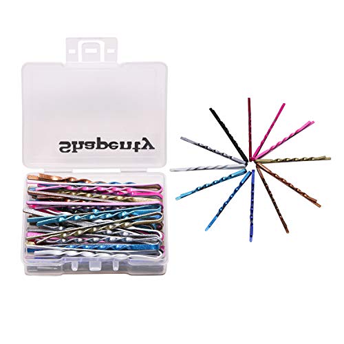 Shapenty 12 Colored Metal Straight Bobby Hair Pins Clips with Storage Box DIY Craft Jewelry Hair Styling Barrettes Hairpins wedding Accessories for Girls Kids Women, 48PCS