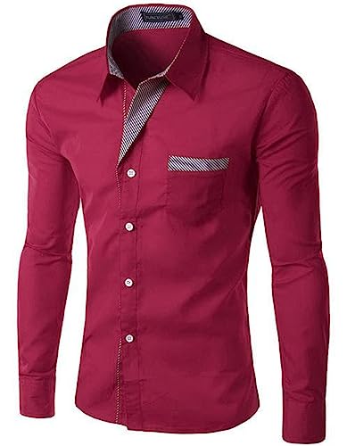 Chemises habillées pour hommes slim fit bordeaux taille XL