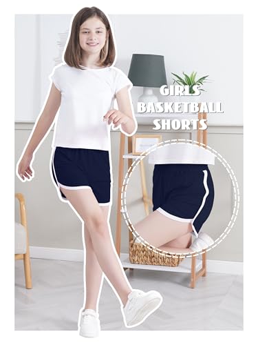 5 Packs Girls Soccer Shorts Toddler Athletic Running Dolphin Active Gym Workout Kids Quick Dry Shorts for Girls4