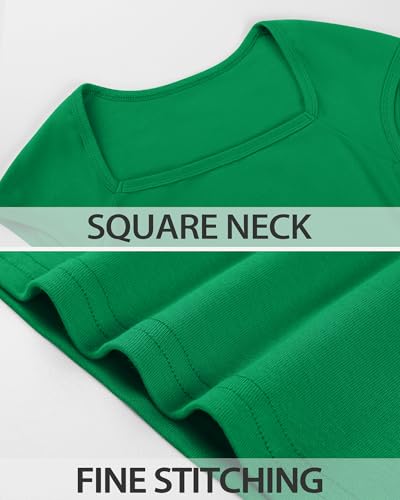 Image of Crop Tops for Girls Short Sleeve Shirt Girls Summer Tops Square Neck Slim Fit Tops Basic Tee