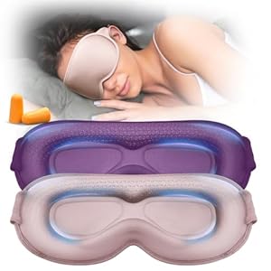 Weighted Sleep Mask, 2 Pack 3D Contoured Eye Masks for Sleep, Best Blackout Sleep Masks for Women Men, Eye Mask for Travel, Meditation, Airplane, Memory Foam, Adjustable Strap, Purple Pink