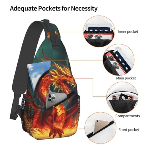 Bolso cruzado Dragon King en fuego para hombres y mujeres miniatura 4