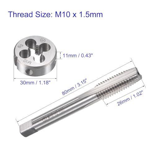 MACHSWON M10 x 1.5mm Metric Tap and Die Set - Machine Thread Screw Tap with Round Threading Die Kit for Thread Repair - Image 3