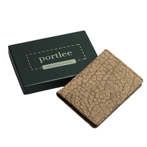 Image of Portlee Genuine Leather Bifold Slim Stylish Credit Debit ATM Card Holder Wallet for Men Women with Gift Box (Greenish Black)