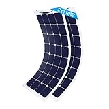ACOPOWER 2x110W Flexible Solar Panel, Thin Lightweight ETFE Solar Charger on RV Boat Cabin Tent Caravan w Solar Connector for 12V Battery (2 Pack)