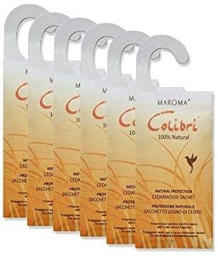VALUE PACK 6 x Anti Motten Zedernholz zum Aufhängen Beuteln von Colibri – ein natürlicher Mottenschutz
