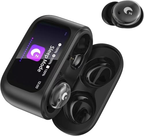 VEKJ Auriculares Inalámbricos con Pantalla Táctil LED, 2025 Auriculares Bluetooth 5.4 HiFi Estéreo, 48H Mini Auriculare para Dormir con Cancelación de Ruido, IP7 Impermeable Cascos Inalambricos Negro