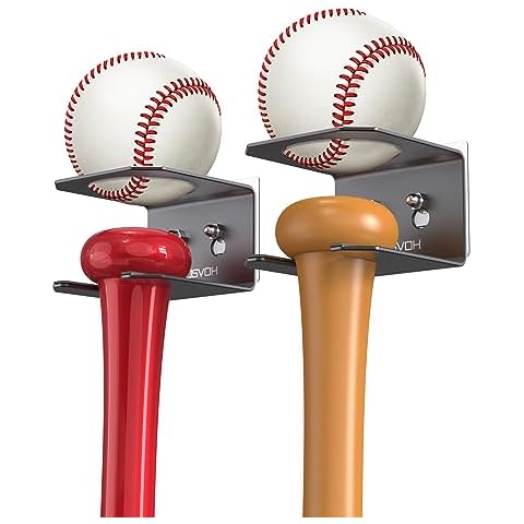 MUSVOH Baseball Bat Wall Mount Hanger, Vertical Baseball Holder with Bat Rack for Storage and Display of Collectible Memorabilia Aluminum Gray 2 Pack Cover