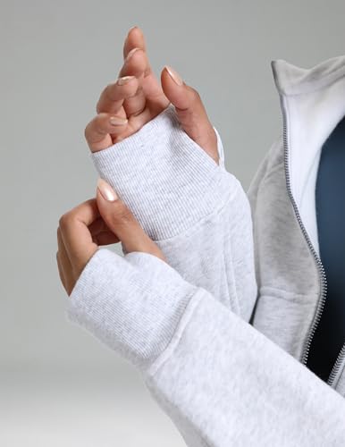 Colorfulkoala Women's Fleece Lined Oversized Hoodies Full-Zip Casual Workout Sweatshirts with Thumb Holes4