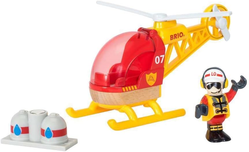 BRIO World - 33797 Firefighter Helicopter | 3 Piece Helicopter Toy for Kids Ages 3 and Up