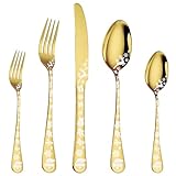 Photo Gallery snnozy set di posate in oro da 40 pezzi per 5 persone, posate in acciaio inox, con bordo rotondo, set di utensili da cucina per casa e ristorante, incluso set di cucchiai per forchetta, lavabile in Photo Gallery snnozy set di posate in oro da 40 pezzi per 5 persone, posate in acciaio inox, con bordo rotondo, set di utensili da cucina per casa e ristorante, incluso set di cucchiai per forchetta, lavabile in