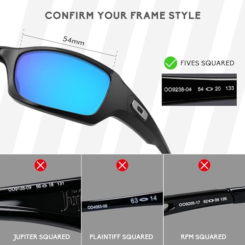 Image of 4 Pairs Polarized Replacement Lenses for Oakley Fives Squared (4+1) OO9238 Sunglasses, Anti-Scratch and Impact Resistant