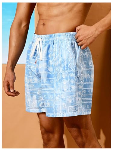 SOLY HUX Men's Swim Trunks Graphic Print Drawstring Waist Beach Board Shorts with Pockets2