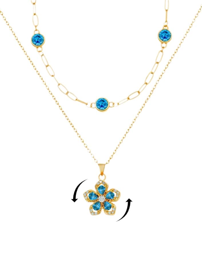 Natural Birthstone Layered Fidget Flower Necklace for Women