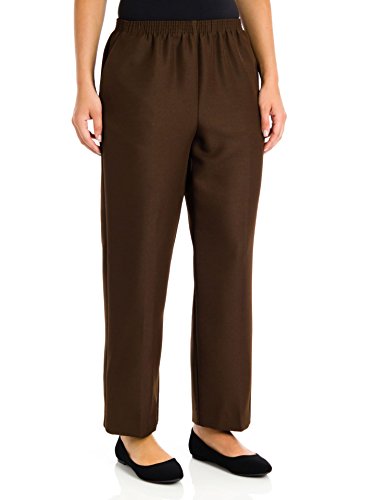 Alfred Dunner Plus Size Basic Polyester Pull-On Pants 09200, Brown, 16 Plus