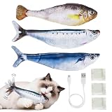 Cat Toys Flopping Fish 3 Pack Rechargeable Interactive for...