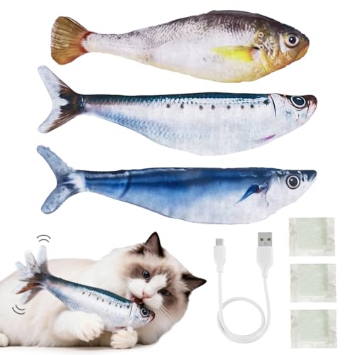 Ginyoyo Cat Toys Flopping Fish 3 Pack Rechargeable Cat Toys