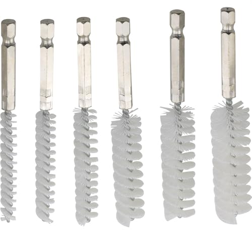 Image of 6PCS Drill Wire Brush Hexagonal Rod Gun Brush Deburring Pipe Brush Set Nylon 1 /4 inch Drill Cleaning Wire Brush For Machinery Adaptable to Electric Drill Impact Driver Die Grinder