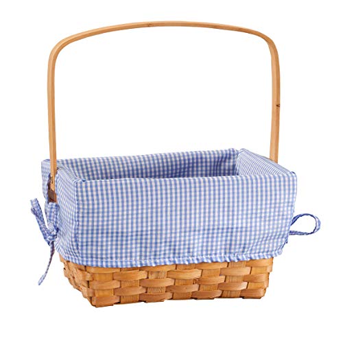 Fox Valley Traders Blue Gingham Wicker Easter Basket