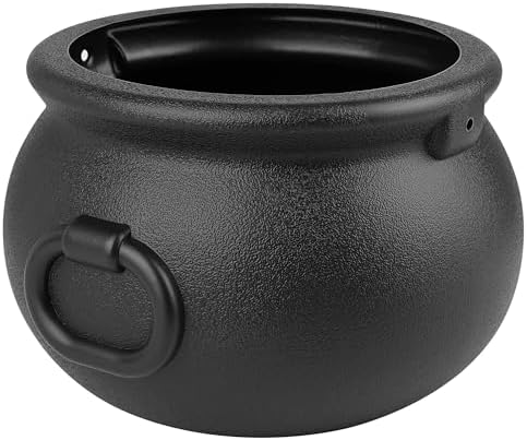 11" and 7.4” Package Large Easter Day, St. Patrick's Day, Halloween Black Plastic Witch Cauldron Kettle, Candy Holder, Party Favor Decoration