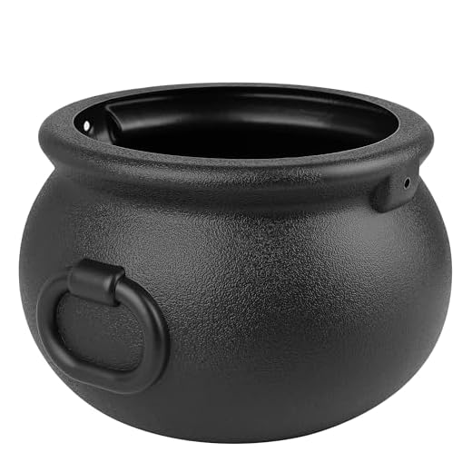 Glocamping 11" and 7.4” Package Large Easter Day And Halloween Black Plastic Witch Cauldron Kettle, Candy Holder, Party Favor Decoration