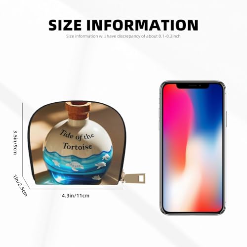 Tides of the Tortoise Print Credit Card Holder, PU Leather Small Card Bag Wallets with Zipper for Women Men id Business Card3