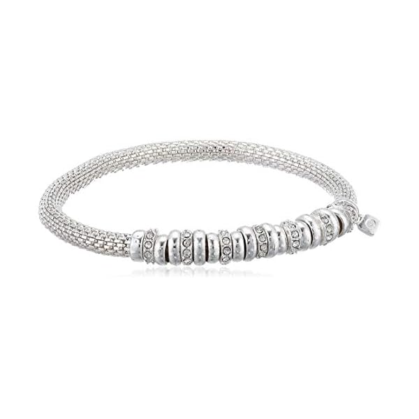 Nine West Women's Silvertone and Crystal Bracelet Rondel Stretch