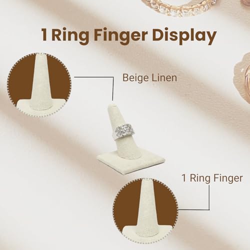 Image of Novel Box Beige Linen Ring Finger Display Stand 2.12x2.12x2.37 In