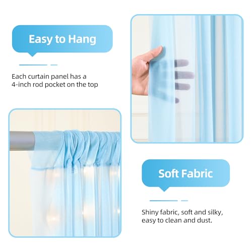 Cortinas Azul de Tul con Luces 10x10ft para Fondo Fotográfico miniatura 2