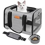 YUNIQUE Soft-Sided Cat & Dog Carrier for Pets Up to 15 Lbs, Airline Approved Collapsible Travel Puppy Carrier with Lightweight Fabric Design (Grey)