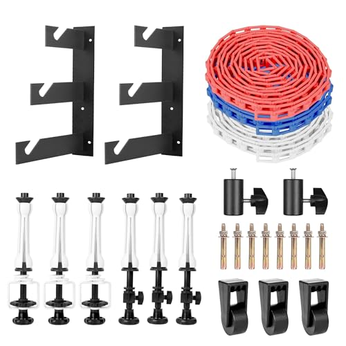 EMART Photography Backdrop Wall Mount 3 Roller Support System with 2 x Tri-fold Hooks, 6 x Expand Bar, 3 x Chain, Manual Photo Background Holder, Ceiling Mounted for Studio Live Streaming Game Video