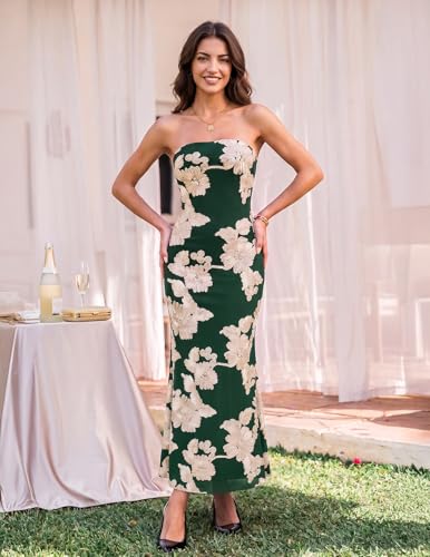 Image of MEROKEETY Women's Summer Floral Wedding Guest Cocktail Maxi Dress