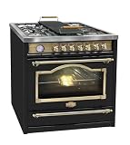Kaiser Empire HGE 93555 Em/Retro Gas Elektro Standherd 90cm/ Range Cooker/ 115L / Herd mit Gas Kochfeld/ 4,5 Kw WOK/Elektro Backofen /8 Funktionen/Selbstreinigung/Drehspieß/Erdgas/Flüssiggas