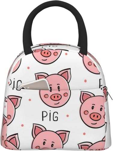 保冷ランチバッグ 保冷買い物カゴ用バッグ トート型 かわいい動物 豚 プリント柄 保温 保冷バッグ ファスナー付き コンパクト お弁当袋 遠足 アウトドア キャンプ 通勤・通学用 軽量 収納便利